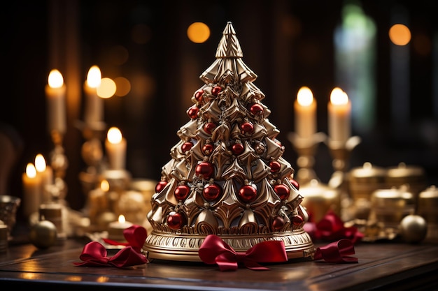 albero di natale decorato in una casa accogliente per un biglietto d'auguri