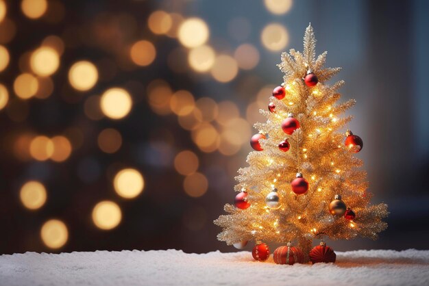 Albero di Natale decorato su sfondo sfocato