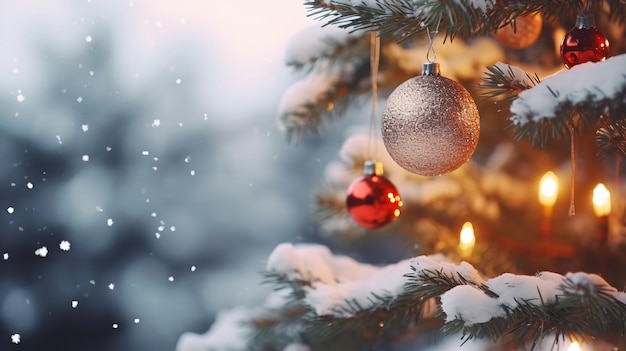 Albero di Natale decorato su uno sfondo sfocato Ai generativa