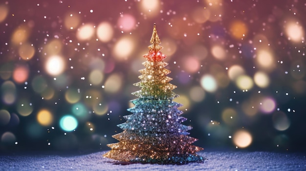 albero di natale decorazione natalizia con sfondo bokeh glitter ai