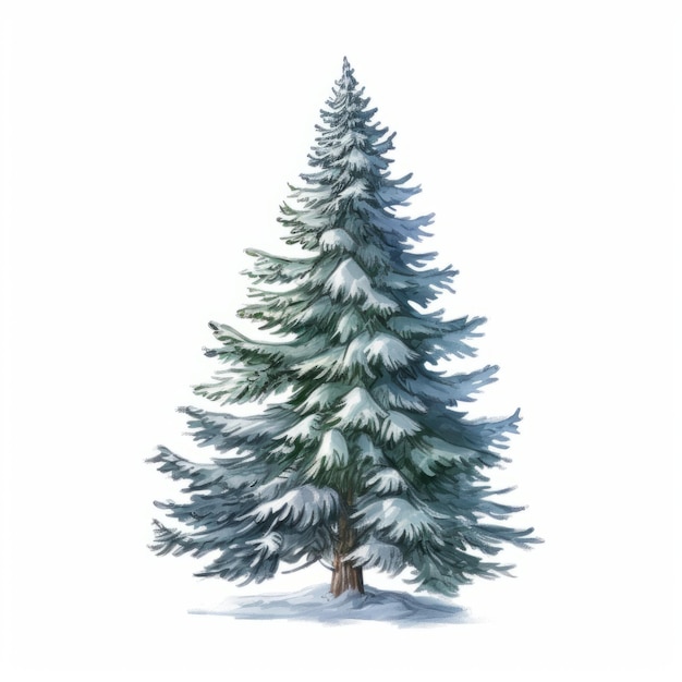 Albero di Natale dell'acquerello con neve