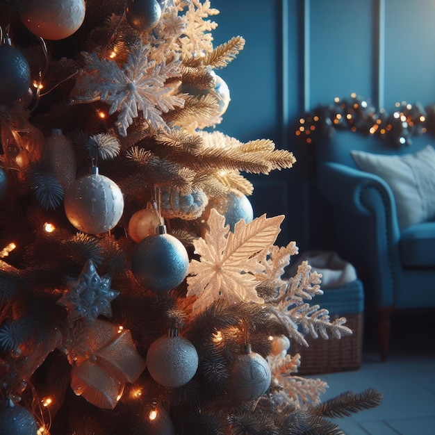 albero di Natale e decorazioni buon anno nuovo 2024