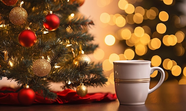 Albero di Natale e tazza di caffè