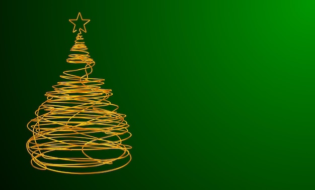 Albero Di Natale Fatto Di Filo D'oro Sfondo Verde Ampio