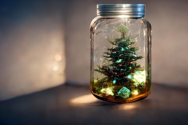 Albero di Natale in vaso di vetro trasparente rete neurale generata art