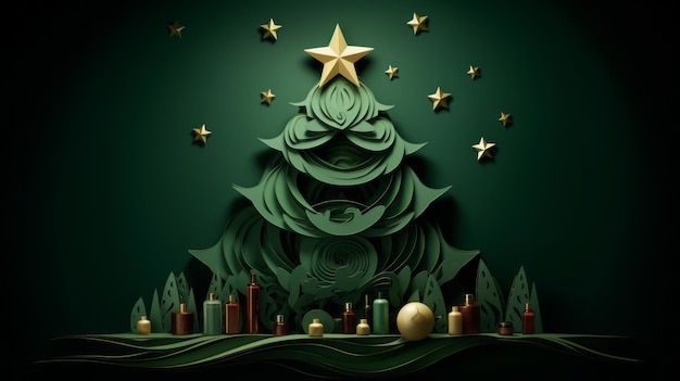 Albero di Natale moderno in stile verde Natale in stile design minimalista contemporaneo