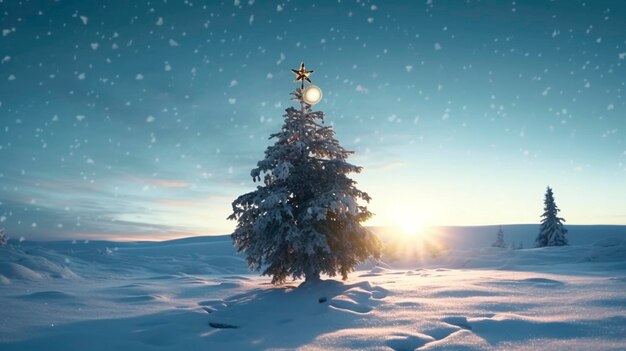 Albero di Natale nella neve IA generativa