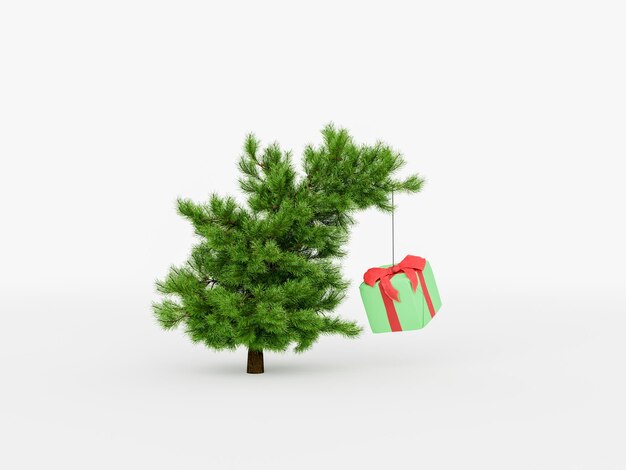 albero di Natale piegato con un regalo