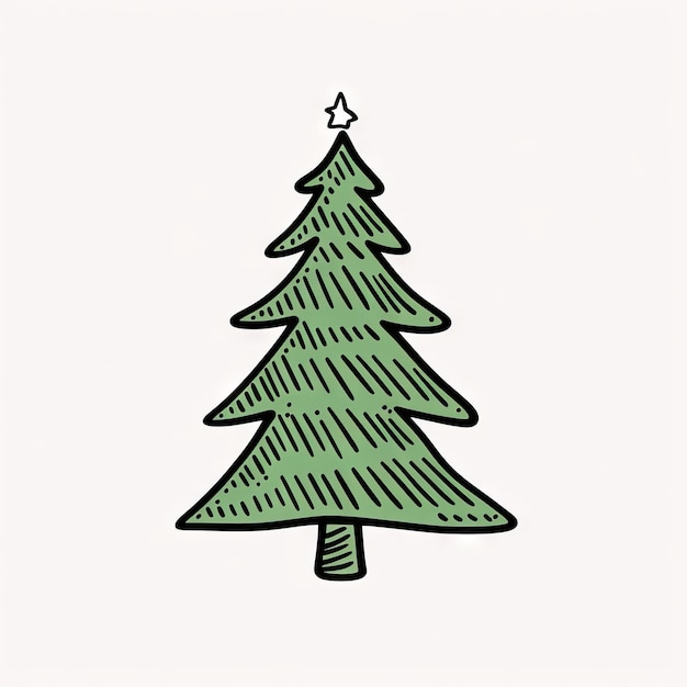 Albero di Natale Sketched Icon Disegnato a mano Albero di natale Doodle Sketch Elemento grafico Anno nuovo Scribble Fir
