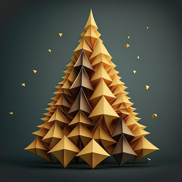 Albero di Natale stilizzato in stile origami mestiere di carta tagliata multidimensionale