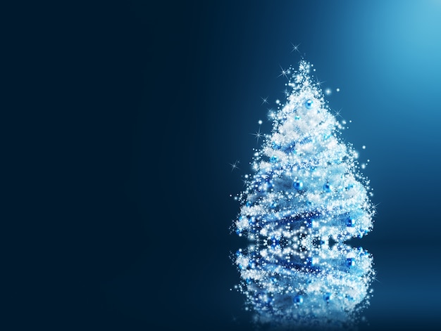 Albero di Natale su sfondo blu