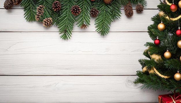 Albero di Natale su sfondo di legno