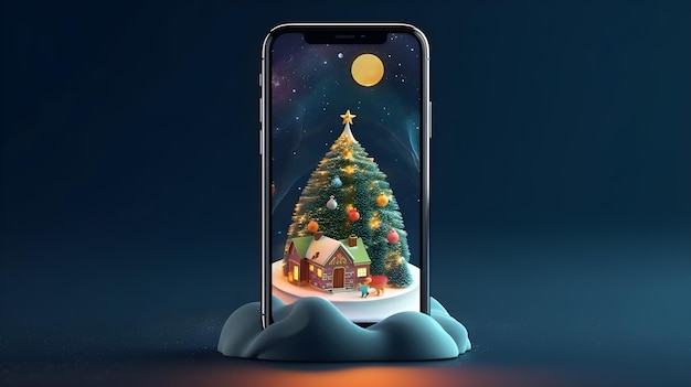 Albero di Natale sullo sfondo dello smartphone