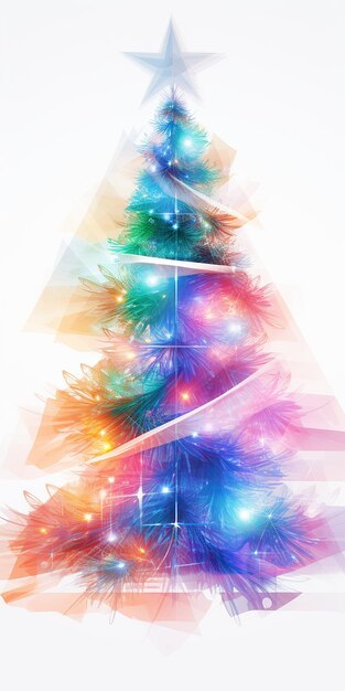 Albero di Natale trasparente variopinto sull'illustrazione bianca del fondo