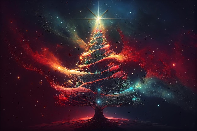 Albero di Natale universo energia alta vibrazione generativa ai