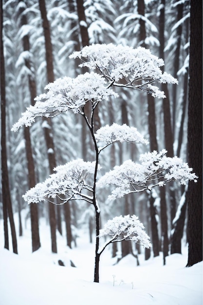 Albero di neve in un ambiente innevato