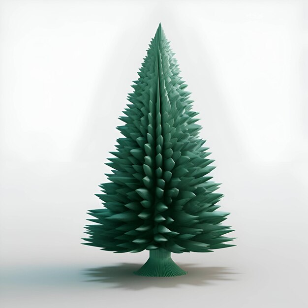 Albero di pino isolato su uno sfondo bianco illustrazione 3D