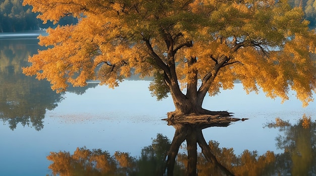 Albero riflette in un lago