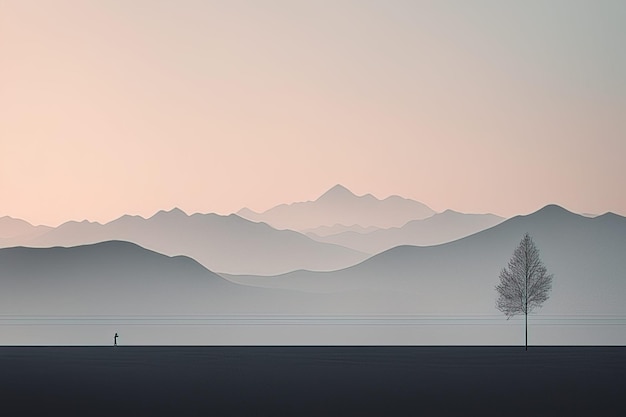 albero solitario al mattino albero solitaire al mattino una bella foto di un uomo in un campo