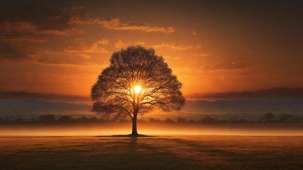 Albero solitario al tramonto