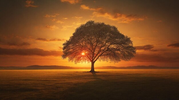 Albero solitario al tramonto