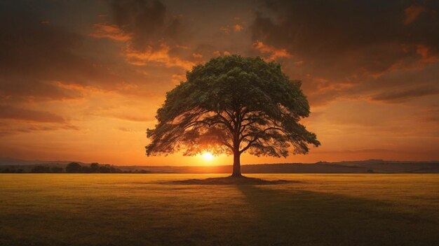 Albero solitario al tramonto