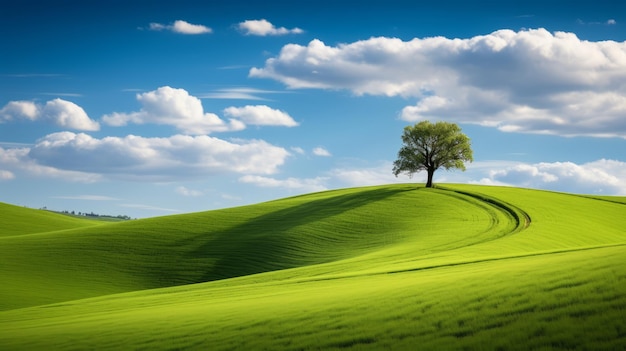 Albero Solitario In Un Romantico Paesaggio Italiano