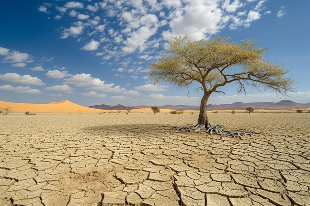 albero sul suolo secco del deserto