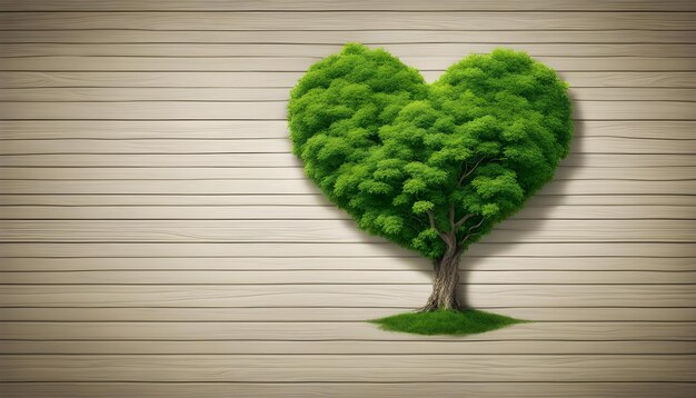 Albero verde isolato a forma di cuore