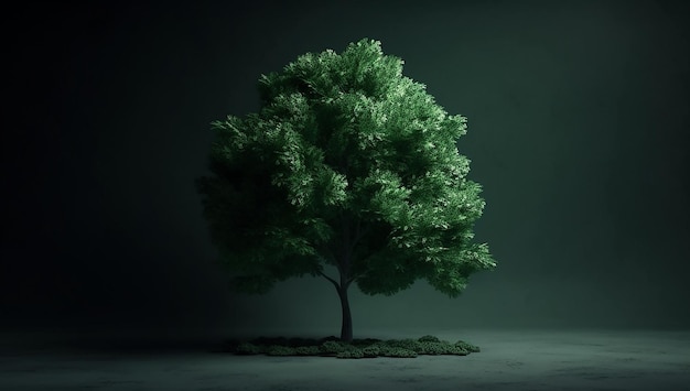 Albero verde su campo verde Cura dell'ambiente e dell'ecologia IA generativa