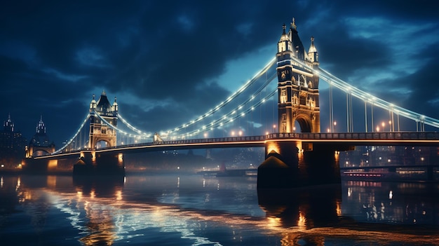 Albert Bridge con una luce azzurra nella notte