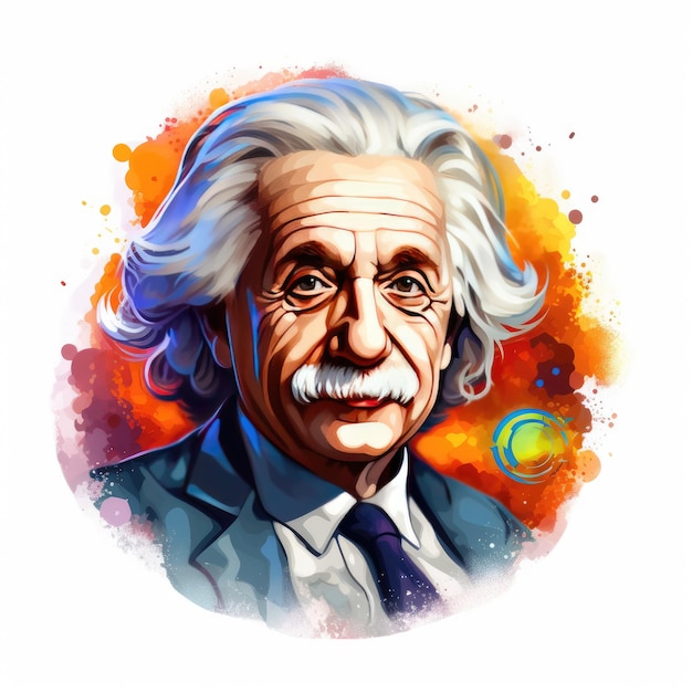 Albert Einstein Un logo Clipart pulito e vibrante