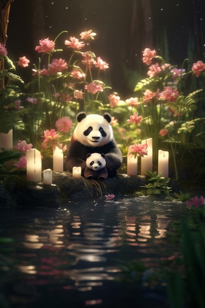 Album fotografico visivo di panda pieno di momenti carini e vibrazioni amichevoli per gli amanti degli animali