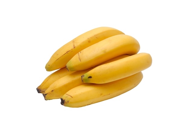 Alcune banane gialle su sfondo bianco