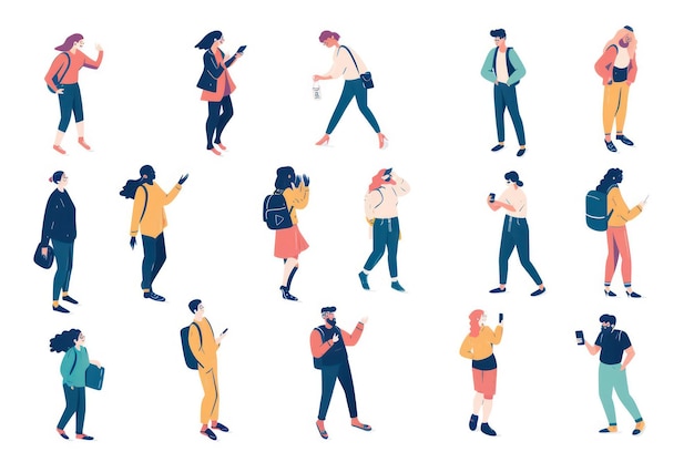 alcune persone diverse e le loro azioni sono mostrate