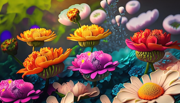 Alcuni Fiori Colorati 3d Stile Di Carta Illustrazione