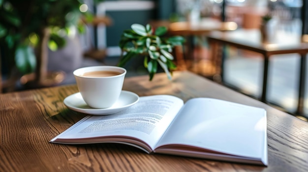 alcuni libri con un caffè sul tavolo