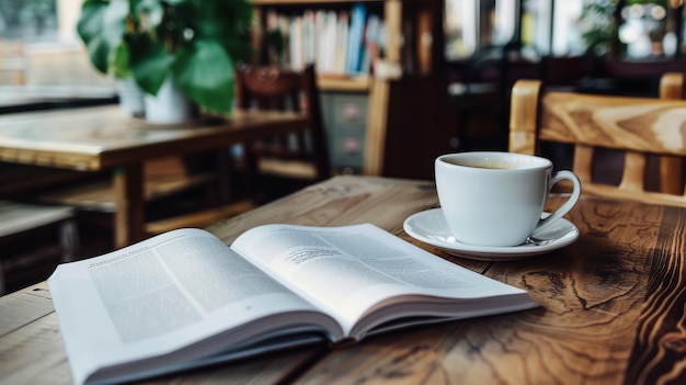alcuni libri con un caffè sul tavolo