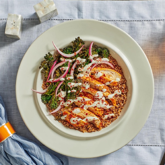 AleppoChicken e Broccolini Grain Bowls