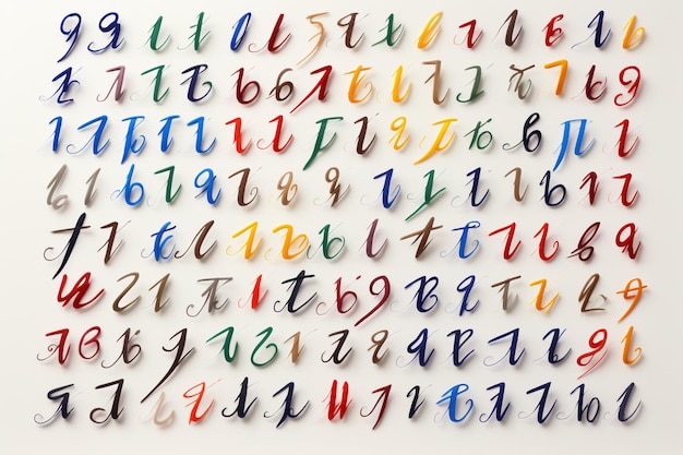 Alfabeto a colori scritto a mano