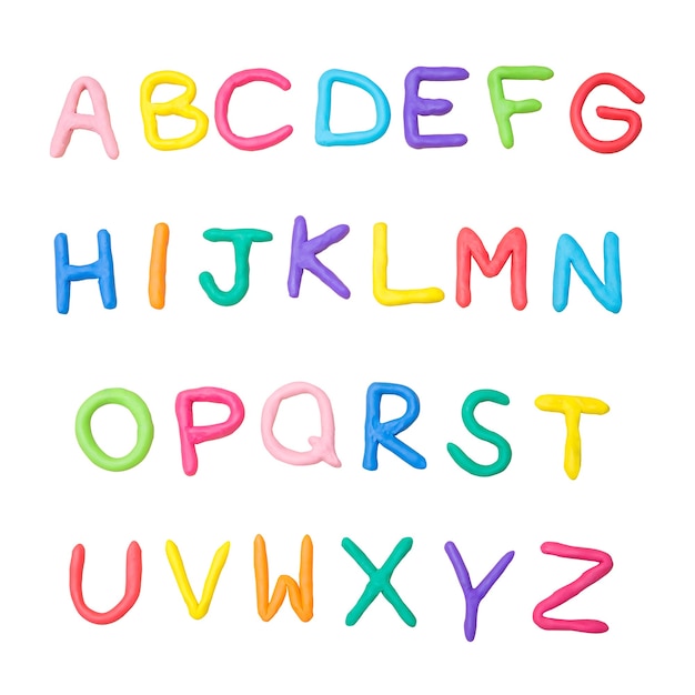 Alfabeto colorato dalla a alla z isolato su bianco