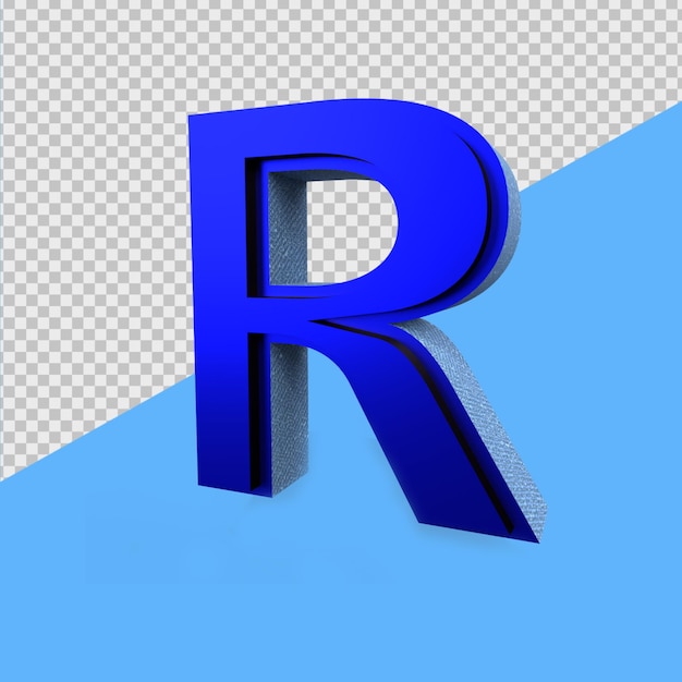 Alfabeto di rendering 3D blu R