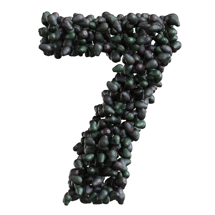 Foto alfabeto fatto di avocado numero 7