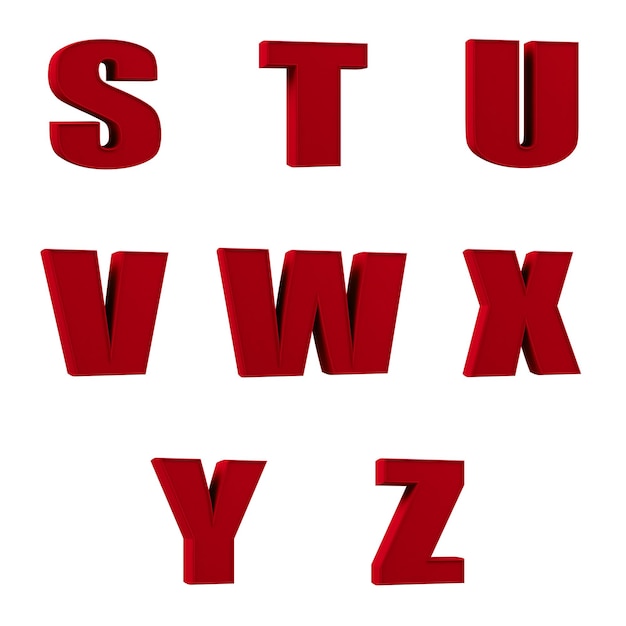 Alfabeto rosso Set di lettere isolate su bianco