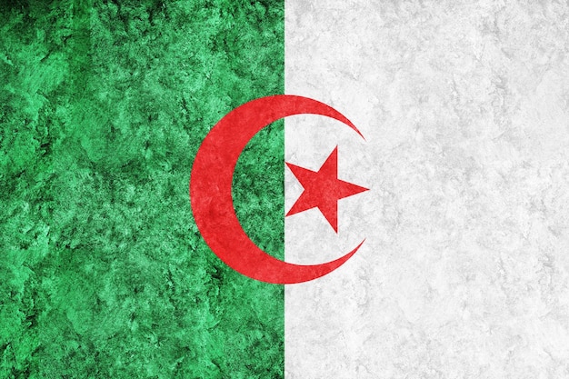 Algeria bandiera metallica, bandiera strutturata, bandiera del grunge