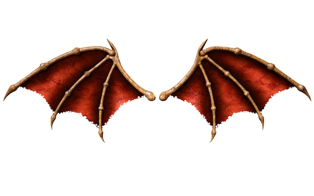 Ali del diavolo, piume dell&#39;ala del demone isolate su fondo bianco