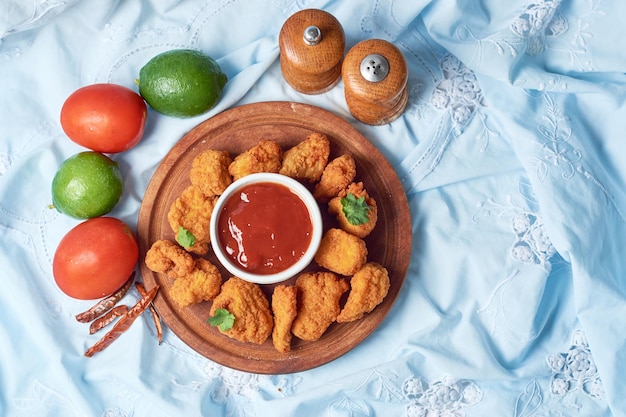 Ali di pollo disossate messicane fritte fatte in casa con ketchup