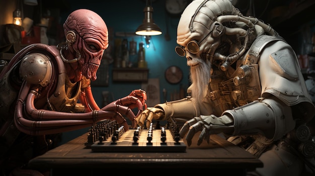 Alieno che gioca a scacchi Ai generativa