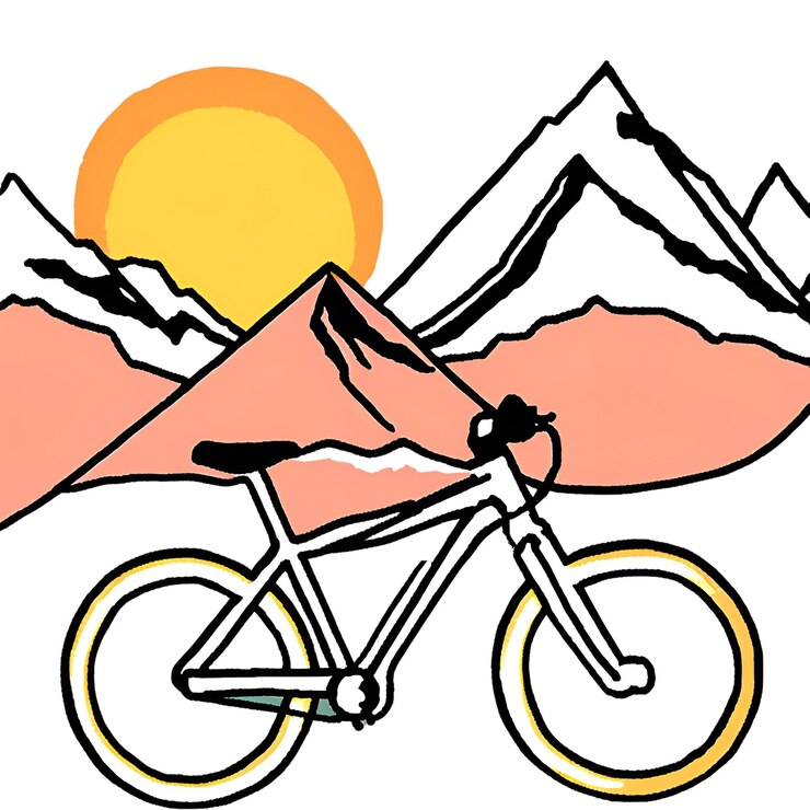 Foto all'alba sulle montagne innevate in bicicletta 219