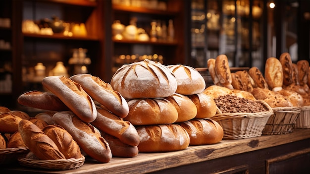 All'interno dell'accogliente panetteria una deliziosa gamma di vari pane adorna gli scaffali tentando i sensi